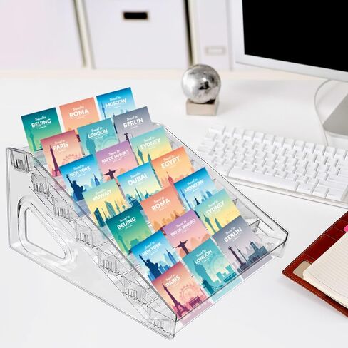 7 Tier Acrylic Card Display Stand,12 in Sports Card Shelf Versatile Display for Trading Cards PSA Cards, Baseball Cards, Football Cards, Graded Cards and Business Cards and Stickers in Saudi Arabia