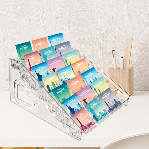 7 Tier Acrylic Card Display Stand,12 in Sports Card Shelf Versatile Display for Trading Cards PSA Cards, Baseball Cards, Football Cards, Graded Cards and Business Cards and Stickers in Saudi Arabia