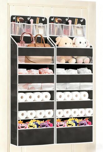 Over Door Hanging Organizer, No Tilt Baby Closet Organizer for Diaper Kids Toys, Hanging Organizer Storage for Newborn Essentials Nursery Bathroom (6 tier Pink) in Saudi Arabia