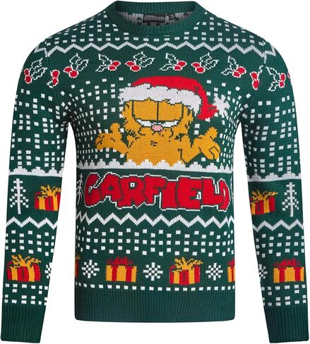 Nickelodeon Men's Ugly Christmas Sweatshirt - Garfield Long Sleeve Ugly Christmas Sweater for Holiday Parties (Sizes: S-XL) in Saudi Arabia