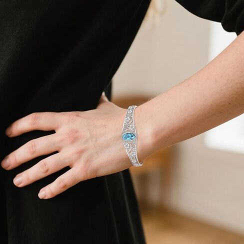 Turquoise bracelet 925 Sterling Silver Vintage Flower Bracelet Bangle Boho Adjustable Turquoise Bangle Jewelry Gifts for Women Lover in Saudi Arabia