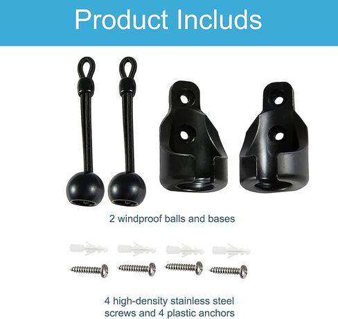 5 Sets Bunge kit+end Cover, Accessories for Outdoor/Indoor Sunshade Curtain and Roller Shutter Replacement (5 Pieces, Black) in Saudi Arabia