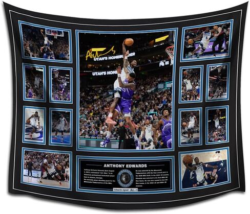 MENKARWHY ملصق حائط مزخرف بتوقيع نجم كرة السلة أنتوني إدواردز لمحبي الأطفال في غرفة النوم، ديكور للتعليق على الحائط - نسيج إدواردز للمراهقين وهدايا حفلات أعياد الميلاد - 70 × 100 سم in Kuwait