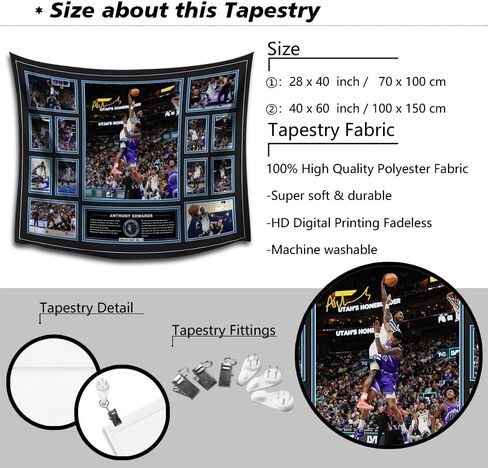 MENKARWHY ملصق حائط مزخرف بتوقيع نجم كرة السلة أنتوني إدواردز لمحبي الأطفال في غرفة النوم، ديكور للتعليق على الحائط - نسيج إدواردز للمراهقين وهدايا حفلات أعياد الميلاد - 70 × 100 سم in Kuwait