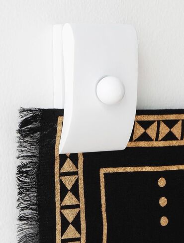 4 شماعات لحاف كبيرة لعرض الحائط، شماعات نسيج خشبية، شماعة سجادة للتعليق على الحائط، تزيين بالبطانية أو القماش، مشابك رف اللحاف للتركيب (أبيض، 4 مشابك كبيرة مع الأجهزة) in Kuwait