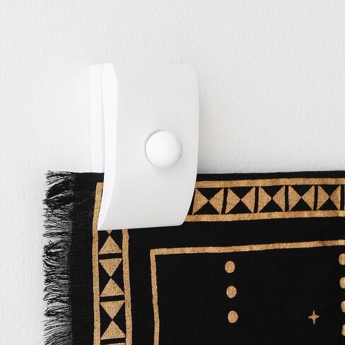 4 شماعات لحاف كبيرة لعرض الحائط، شماعات نسيج خشبية، شماعة سجادة للتعليق على الحائط، تزيين بالبطانية أو القماش، مشابك رف اللحاف للتركيب (أبيض، 4 مشابك كبيرة مع الأجهزة) in Kuwait