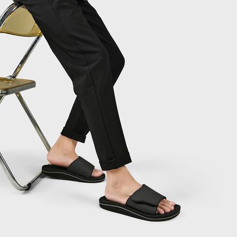 Men's Fuzzy House Slippers With Arch Support Indoor Outdoor House Shoes Heel Cup Slides with Soft Cushion Footbed in Saudi Arabia