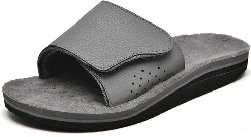 Men's Fuzzy House Slippers With Arch Support Indoor Outdoor House Shoes Heel Cup Slides with Soft Cushion Footbed in Saudi Arabia