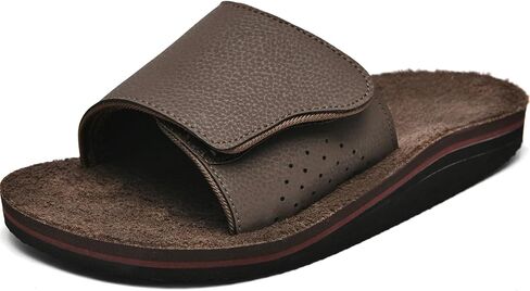 Men's Fuzzy House Slippers With Arch Support Indoor Outdoor House Shoes Heel Cup Slides with Soft Cushion Footbed in Saudi Arabia