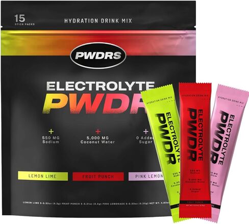 PWDRS المنحوليات | جميع حزم المنحل بالكهرباء الطبيعية | صفر أضيف السكر | 5000 ملغ من ماء جوز الهند للترطيب السريع | غير المعدلة وراثيا ، لا sucralose | 15 عصا in Saudi Arabia