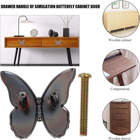4pcs Vintage Butterfly Shape Drawer Knob Meatal Pull Handle Butterfly Pulls for Chest Cupboard Wardrobe Dresser Kitchen Bathroom Door(Red Bronze) in Saudi Arabia