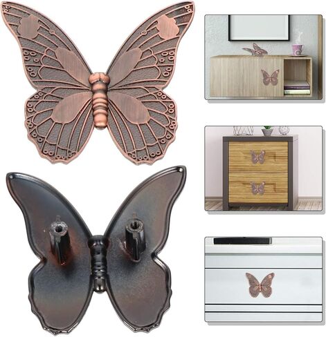 4pcs Vintage Butterfly Shape Drawer Knob Meatal Pull Handle Butterfly Pulls for Chest Cupboard Wardrobe Dresser Kitchen Bathroom Door(Red Bronze) in Saudi Arabia