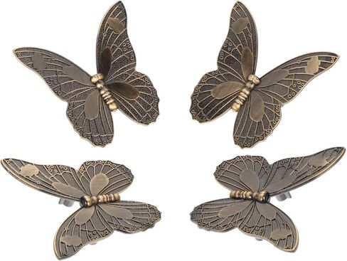4pcs Vintage Butterfly Shape Drawer Knob Meatal Pull Handle Butterfly Pulls for Chest Cupboard Wardrobe Dresser Kitchen Bathroom Door(Red Bronze) in Saudi Arabia