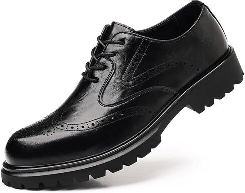 Men’s Genuine Leather Oxfords Shoes for Men, Platform Round Toe Lace-up Fashion Pointed Toe Comfort Non Slip Dress Shoes Business Office Wedding in Saudi Arabia
