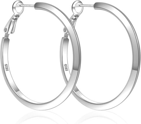 MOROTOLE 4mm Thick Gold Chunky Hoop Earrings Trendy 925 Sterling Silver Hoop Earrings for Women Hypoallergenic Lightweight 14K Gold Earrings for Women Jewelry Gifts 30/40/50/60MM in Kuwait