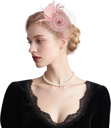 قبعات فاسيناتورز للنساء قبعة حفلات الشاي مع ريشة قطع فاسيناتور رباط رأس قبعات ديربي للنساء والفتيات وحفلات الشاي in Kuwait