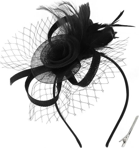 Fascinators Hats for Women Tea Party Hat with Feather Fascinator Hat Headband Derby Hats for Women Girls Tea Party in Saudi Arabia