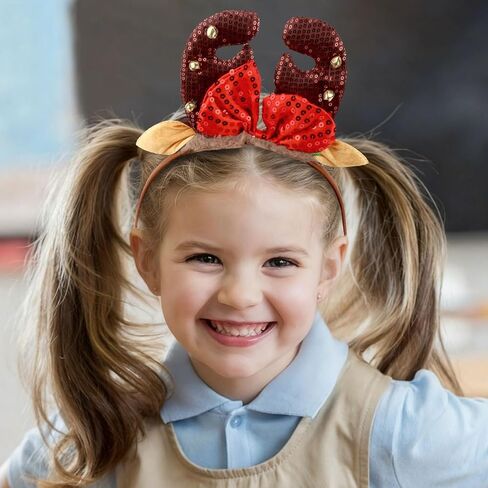 3Pcs Christmas Headbands for Adults & Kids Deer Antlers Headband Santa Hat Headband Christmas Tree Hat Hair Accessories for Women Holiday Party Decorations in Saudi Arabia