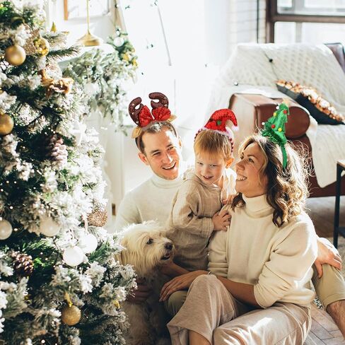 3Pcs Christmas Headbands for Adults & Kids Deer Antlers Headband Santa Hat Headband Christmas Tree Hat Hair Accessories for Women Holiday Party Decorations in Saudi Arabia