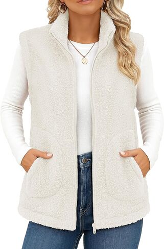YUCOLEN Womens Polar Fleece Vest Outerwear with 4 Pockets Soft Lightweight Sleeveless Coat for Women with Full Zipper in Kuwait
