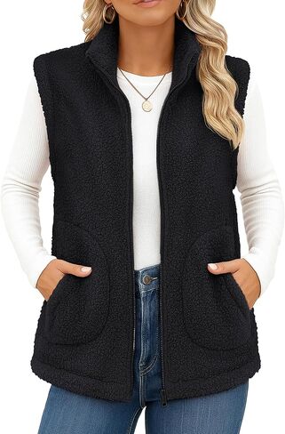YUCOLEN Womens Polar Fleece Vest Outerwear with 4 Pockets Soft Lightweight Sleeveless Coat for Women with Full Zipper in Kuwait
