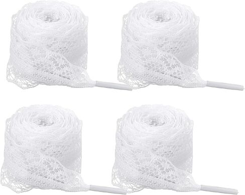 Teaaha 2 Pair 3cm Wide Lace Shoelaces Ribbon Shoe Laces for Sneakers, Fancy Hollow Flat Shoe Strings 47" Long for Women in Saudi Arabia