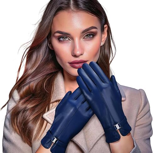 OZERO Leather Womens Gloves Winter, Sheepskin Wool Warm Womens Gloves with Touchscreen Fingers for Cold Weather in Kuwait