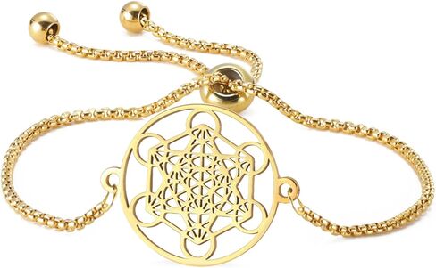 EUEAVAN Metatron Cube Sacred Geometry Bracelet Cosmic Symbol Metatron Pendant Art Flower of Life Stainless Steel Jewelry Woman in Saudi Arabia