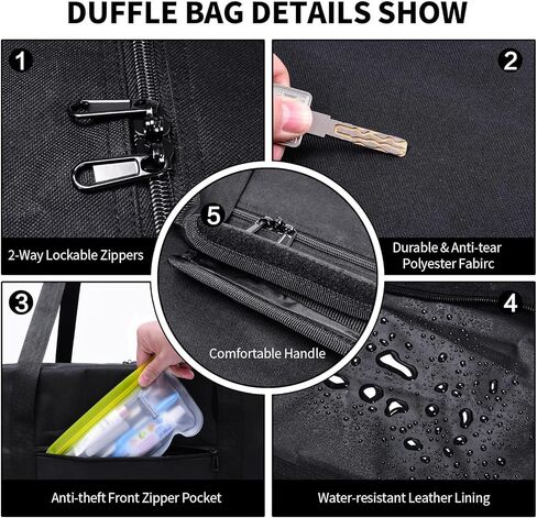 3 Pack Large Duffel Bag - 110L Extra Sports Travel Luggage Bag with Upgrade Zipper - Sturdy & Water Resistant - Black in Saudi Arabia