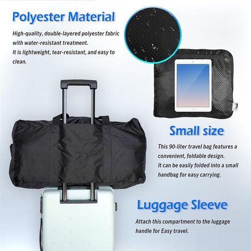 90L Foldable Duffle Bag, Shoe Storage Bag Design, Multiple Pockets, Large Storage Capacity,Duffle Bags For Travel (Black) in Saudi Arabia