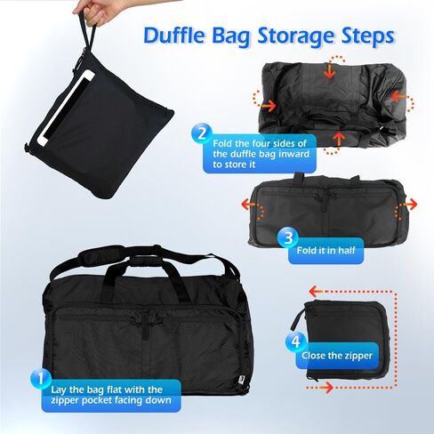 90L Foldable Duffle Bag, Shoe Storage Bag Design, Multiple Pockets, Large Storage Capacity,Duffle Bags For Travel (Black) in Saudi Arabia
