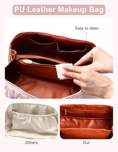 Travel Makeup Bag for Women, Large Capacity Cosmetic Bags for Girls, Compact Pouch Make up Organizer, Waterproof Toiletry Bag with Divider and Handle (Pink) in Saudi Arabia