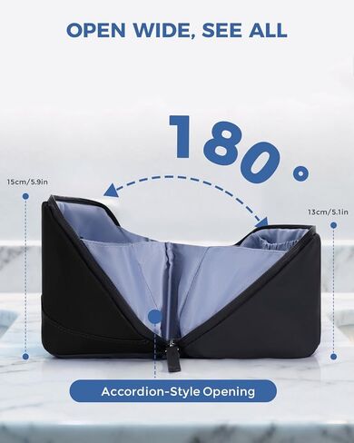 WANDF Toiletry Bag for Men, PU Leather Travel Organizer with Detachable Waterproof Hanging Pouch, Open-Flat Dopp Kit Shaving Bag with Wet Pocket for Travel Toiletries Accessories (Black) in Saudi Arabia