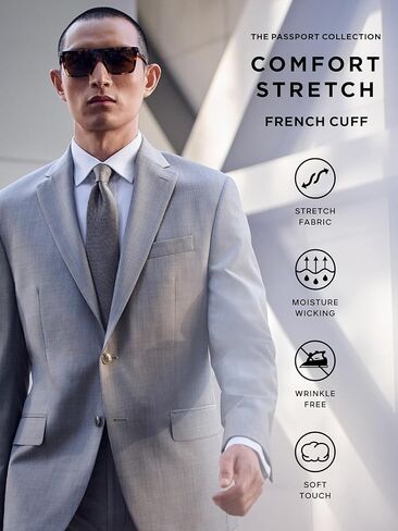 Michael Kors Men's Dress Shirt Comfort Stretch French Cuff Regular Fit in Kuwait