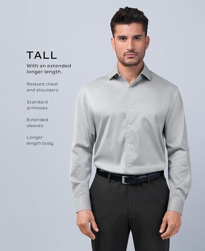Van Heusen Mens Tall Fit Dress Shirt Flex Collar Stretch Solid (Big and Tall) in Saudi Arabia