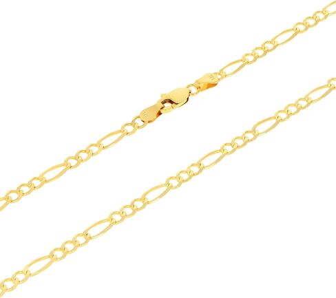 Nuragold 14k Real Yellow Gold Solid Figaro Link 3.5mm Chain Bracelet (7"-9") Italian Jewelry for Men & Women in Saudi Arabia