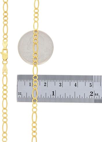 Nuragold 14k Real Yellow Gold Solid Figaro Link 3.5mm Chain Bracelet (7"-9") Italian Jewelry for Men & Women in Saudi Arabia