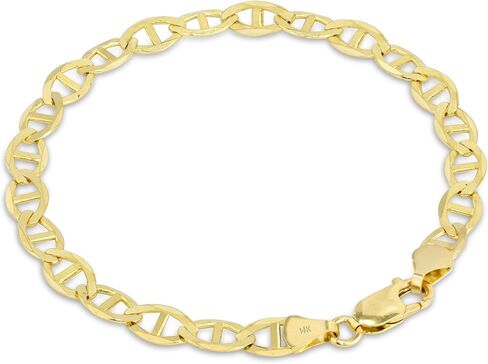 Nuragold 14k Real Yellow Gold Solid Mariner 5mm Chain Anchor Link Bracelet (7"-9") Italian Jewelry for Men in Saudi Arabia