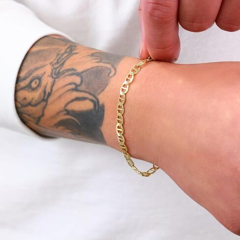 Nuragold 14k Real Yellow Gold Solid Mariner 5mm Chain Anchor Link Bracelet (7"-9") Italian Jewelry for Men in Saudi Arabia
