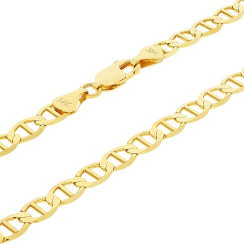 Nuragold 14k Real Yellow Gold Solid Mariner 5mm Chain Anchor Link Bracelet (7"-9") Italian Jewelry for Men in Saudi Arabia