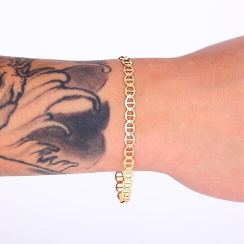 Nuragold 14k Real Yellow Gold Solid Mariner 5mm Chain Anchor Link Bracelet (7"-9") Italian Jewelry for Men in Saudi Arabia