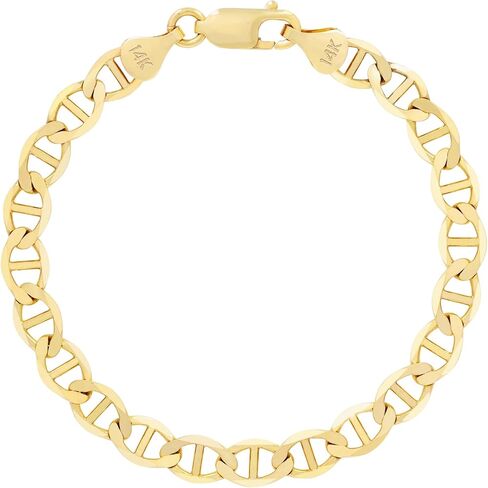 Nuragold 14k Real Yellow Gold Solid Mariner 5mm Chain Anchor Link Bracelet (7"-9") Italian Jewelry for Men in Saudi Arabia