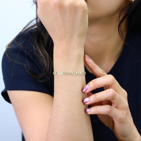 Nuragold 14k Real Yellow Gold Solid Mariner 5mm Chain Anchor Link Bracelet (7"-9") Italian Jewelry for Men in Saudi Arabia