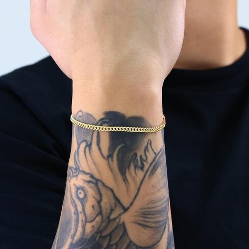 Nuragold 14k الذهب الأصفر الحقيقي Miami Cuban Link 3mm سلسلة سوار أو خلخال (7 "-9") مجوهرات إيطالية للرجال والنساء in Saudi Arabia