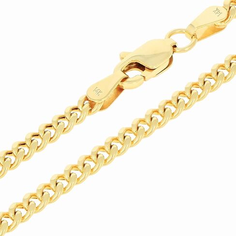 Nuragold 14k الذهب الأصفر الحقيقي Miami Cuban Link 3mm سلسلة سوار أو خلخال (7 "-9") مجوهرات إيطالية للرجال والنساء in Saudi Arabia