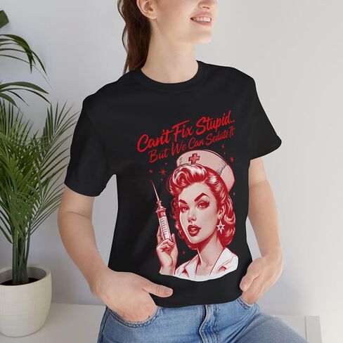 Sassy Nurse T-Shirt - Sedate it, Funny Nursing Top for Medical Pros, Healthcare Humor Apparel, RN Gift Shirt Black in Saudi Arabia