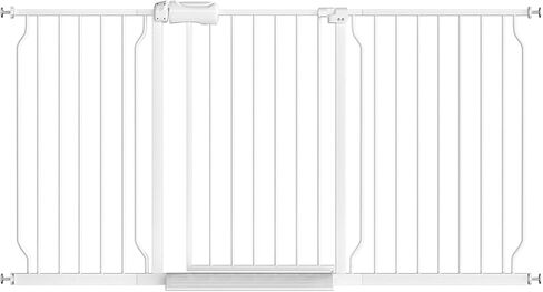 Fairy Baby Extra Wide Baby Gate for Doorways Auto Close Safety Gates for Bedroom, Fits 57.5 Inch to 62 Inch with Pressure Mounted Extention Kit, White | Pressure Mounted No Drill Pet Gate with Door, Heavy Duty Walk-Through Gate for Toddlers, Kids, Dogs, S in Saudi Arabia