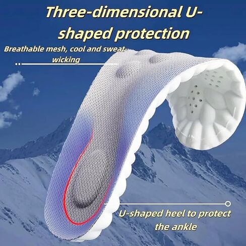 4D Cloud Insoles for Plantar Fasciitis & Arch Support | Memory Foam Shock Absorption Shoe Inserts for Foot Pain Relief | Anti-Fatigue Comfort for Men & Women (Gray 6.5-11) in Saudi Arabia