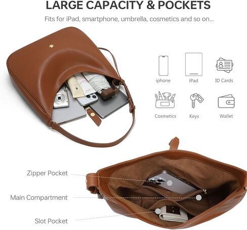 LA FESTIN Genuine Leather Hobo Bags for Women, Real Leather Tote Handbag Shoulder Satchel Purse for Dating in Saudi Arabia
