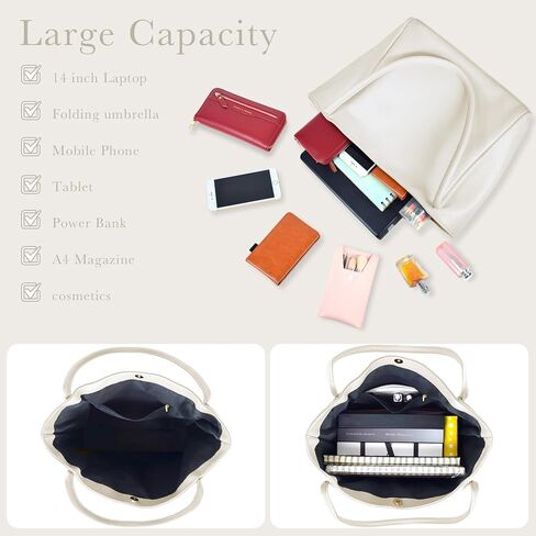 Soft PU Leather Tote Bag for Women Large Work Tote Handbag Top Handle Satchel Purse Weekender Bag Shoulder Bags in Saudi Arabia